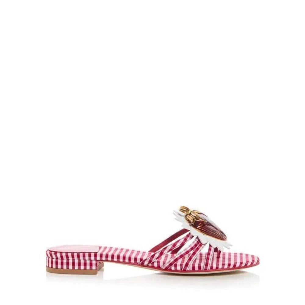 New Jeffrey Campbell Womens Abeegail Gingham Strawberry Slide Sandals Sz 10 - Picture 2 of 6